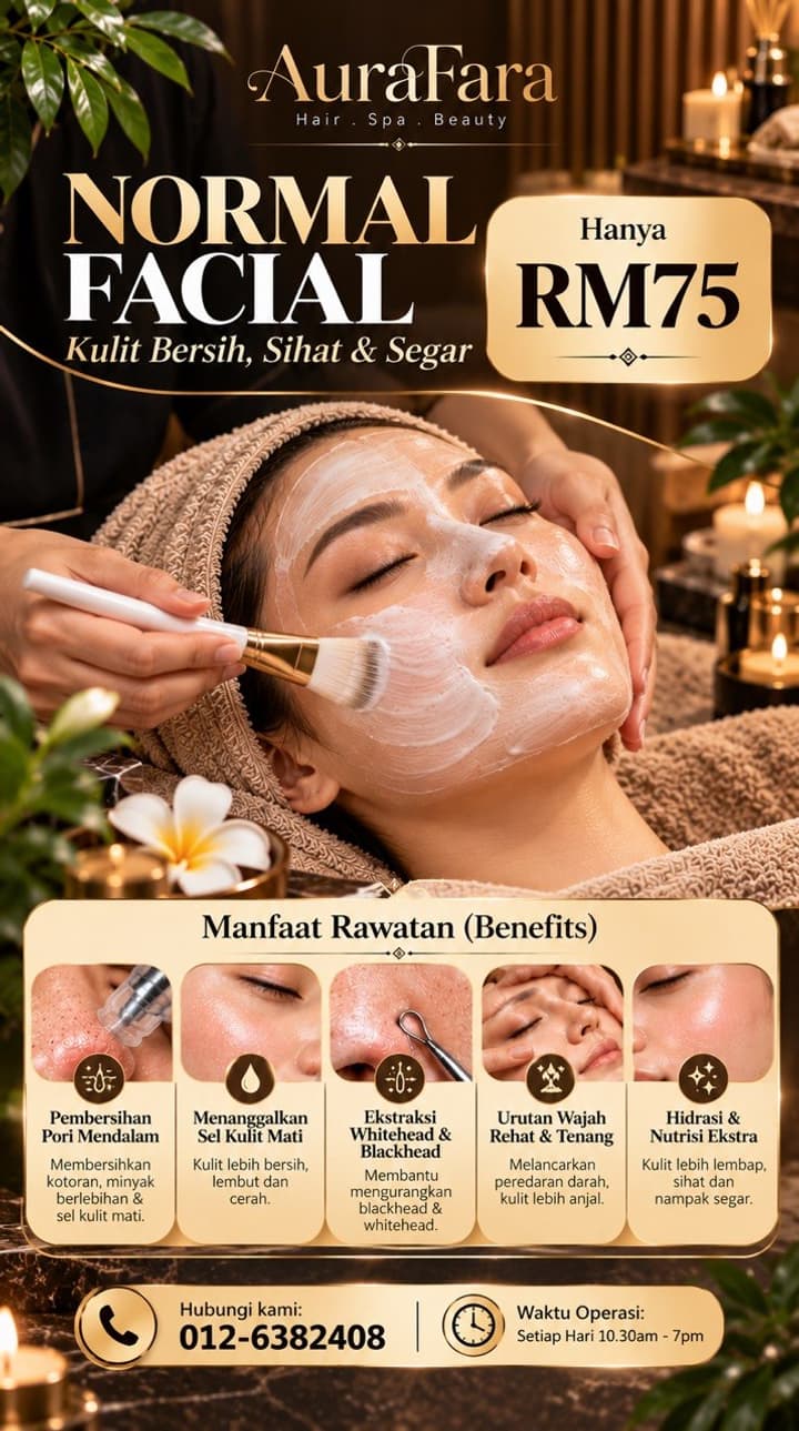 Poster promosi Normal Facial AuraFara Spa — RM75